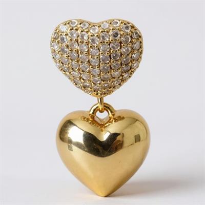 Zirkon Taşlı Gold Balon Kalp Sallantılı Küpe