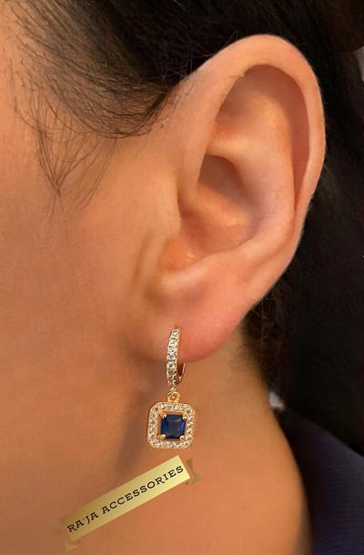 Kuyumcu Model Safir Zirkon Taşlı Gold Küpe