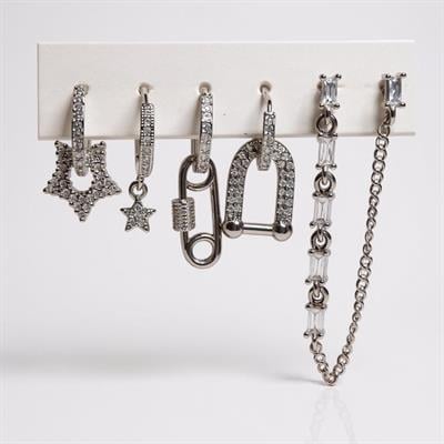 Özel Seri 6lı Yıldız Figürlü Silver Küpeler