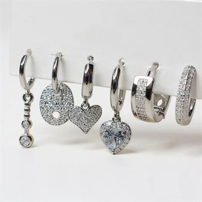 Özel Seri 6lı Kalp Figürlü Silver Küpeler