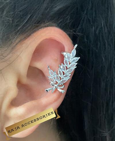 Silver Zirkon Taşlı Çiçek Kıkırdak Küpe