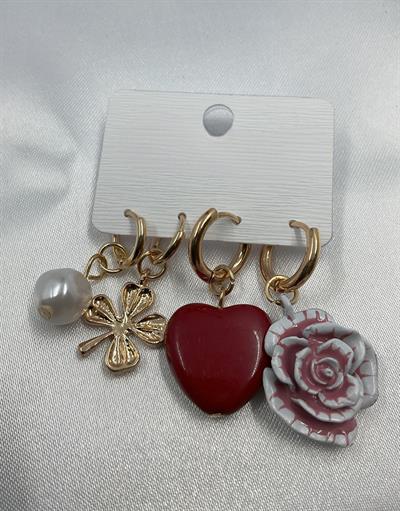 Marka Model Charm Detay 4lü Küpe Set