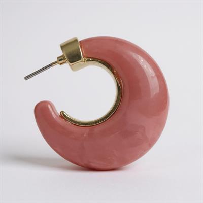 Gold Pembe Bombeli Küpe