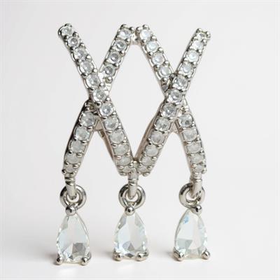 Özel Seri Damla Zirkon Taş Sallantılı X Model  Silver Luxury Series Küpe