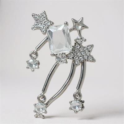 Yıldız Tasarımlı Silver Baget Büyük Zirkon Taşlı Sallantılı Luxury Series Küpe