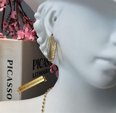 Zirkon Taşlı Gold Oval Luxury Series Küpe