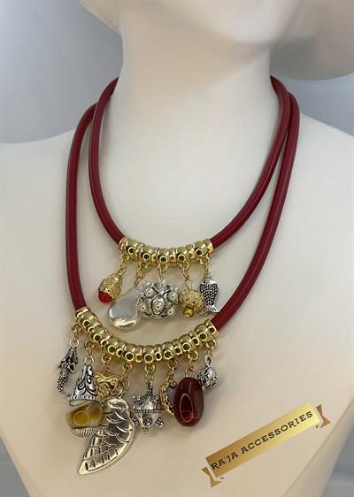 Marka Model 2li Charm Uçlu Kordon Kolye Set 