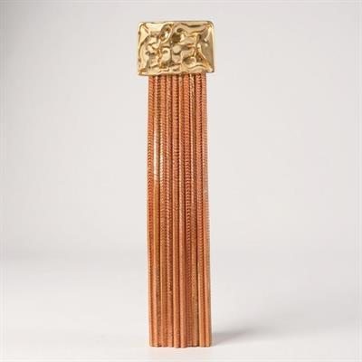 Kare Gold Detaylı Rose Yaldızlı Zincir Tasarım Küpe