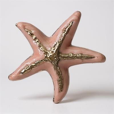 Gold Detaylı Deniz Yıldızı Açık Pembe Tasarım Küpe