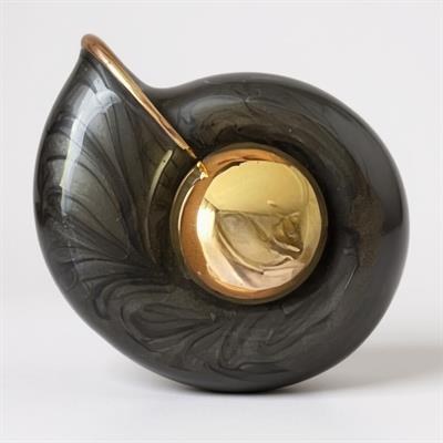 Salyangoz Kabuğu Gold Top Detaylı SiyahTasarım Küpe