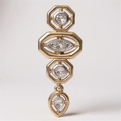 Zirkon Taşlı Geometrik Model Gold Küpe