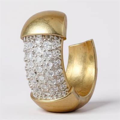 Silver Zirkon Taşlı Gold Halka Küpe