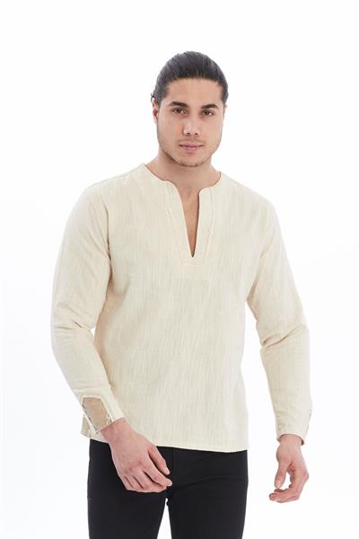 Erkek Oversize Keten-Pamuk Gömlek