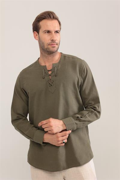 Hakim Yaka Bağcıklı Gömlek