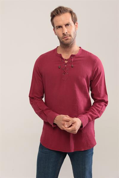 Hakim Yaka Bağcıklı Gömlek