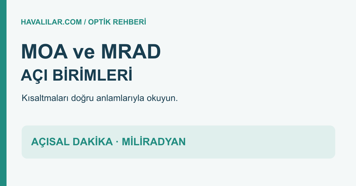 MOA ve MRAD açı birimlerini açıklayan optik rehberi