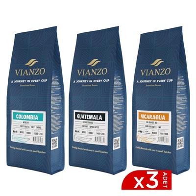 Vianzo Dünya Kahveleri Keşif Paketi – Colombia, Guatemala, Nicaragua (3'lü Set)