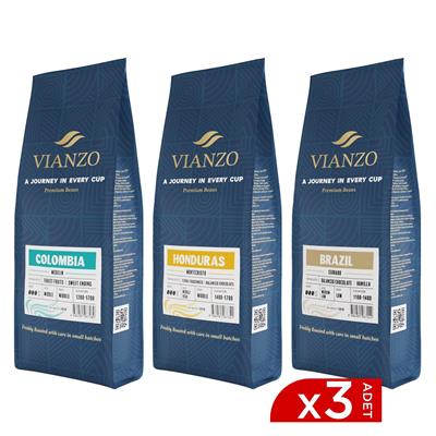 Vianzo Dünya Kahveleri Keşif Paketi – Colombia, Honduras, Brazil (3'lü Set)