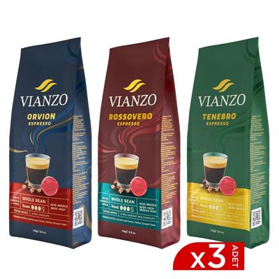 Vianzo Espresso Blend Keşif Paketi – Orvion, Rossovero, Tenebro (3'lü Set)