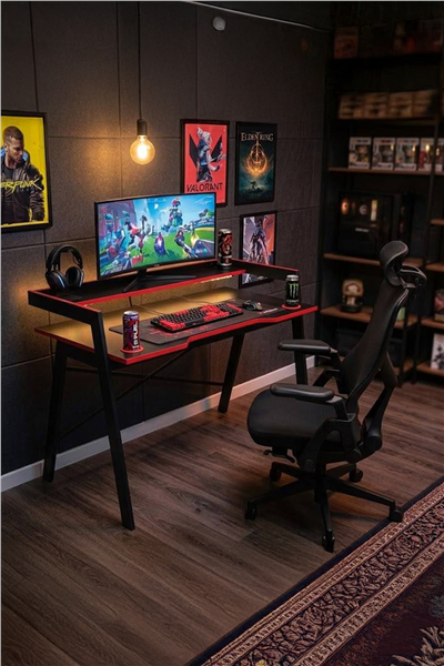 Atlantix X-Pro Gaming Masa 120x60 cm Raflı Metal Oyuncu Masası