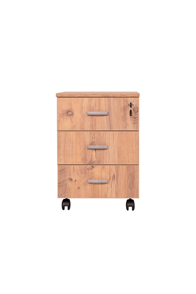 Ofisbazaar 3 Çekmeceli Kilitli Tekerlekli Keson | 60x45x40 cm 18 mm Suntalam - Atlantik Çam