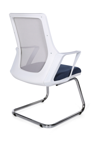 Ofisbazaar Alf Beyaz Fileli Misafir Koltuğu | Ergonomik Toplantı ve Bekleme Koltuğu Mavi/Gri