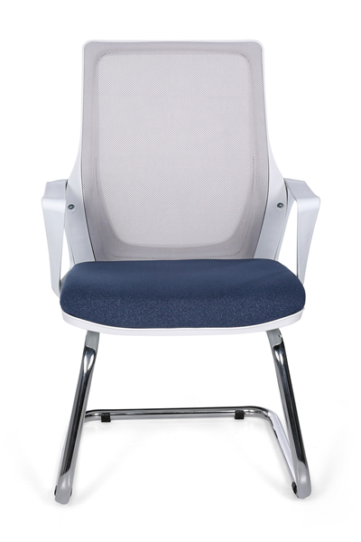 Ofisbazaar Alf Beyaz Fileli Misafir Koltuğu | Ergonomik Toplantı ve Bekleme Koltuğu Mavi/Gri
