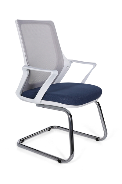Ofisbazaar Alf Beyaz Fileli Misafir Koltuğu | Ergonomik Toplantı ve Bekleme Koltuğu Mavi/Gri