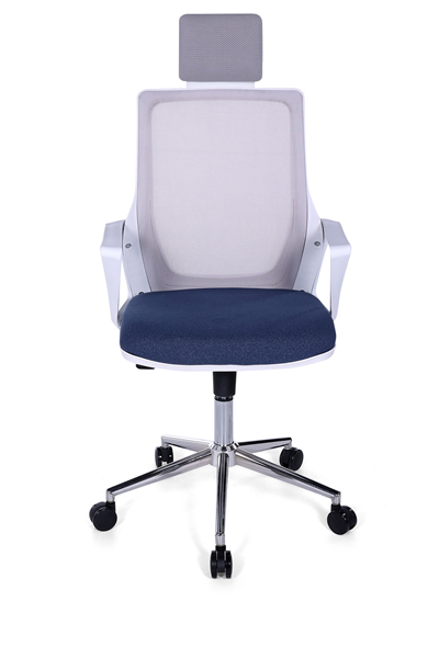 Ofisbazaar Alf Beyaz Fileli Yönetici Koltuğu | Ergonomik Başlıklı Ofis Koltuğu Mavi/Gri