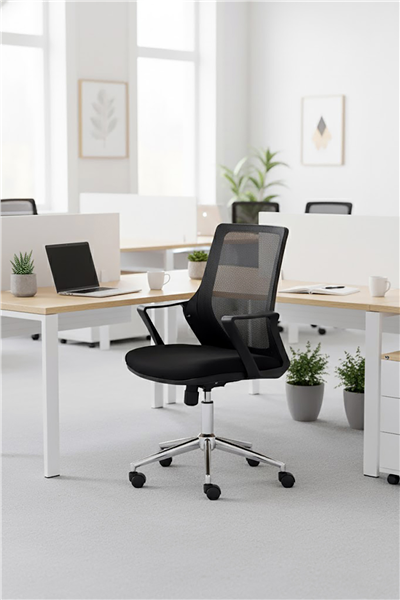 Ofisbazaar Alf Fileli Çalışma Koltuğu | Ergonomik Şef ve Toplantı Koltuğu Siyah Fileli