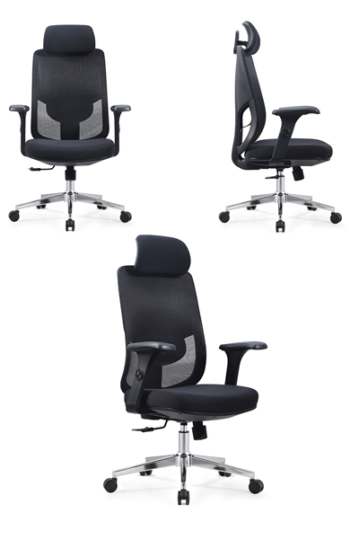 Ofisbazaar Atlas Premium Ergonomik Fileli Yönetici Koltuğu | Başlıklı Ofis ve Çalışma Koltuğu Siyah