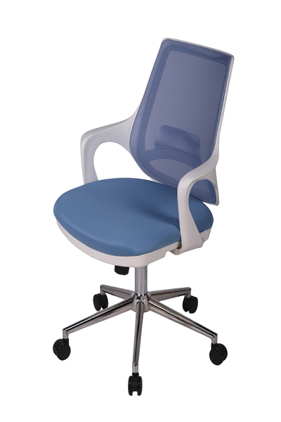 Ofisbazaar Buya Beyaz Fileli Çalışma Koltuğu | Ergonomik Şef ve Toplantı Koltuğu Açık Mavi