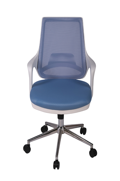 Ofisbazaar Buya Beyaz Fileli Çalışma Koltuğu | Ergonomik Şef ve Toplantı Koltuğu Açık Mavi