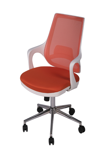 Ofisbazaar Buya Beyaz Fileli Çalışma Koltuğu | Ergonomik Şef ve Toplantı Koltuğu Turuncu