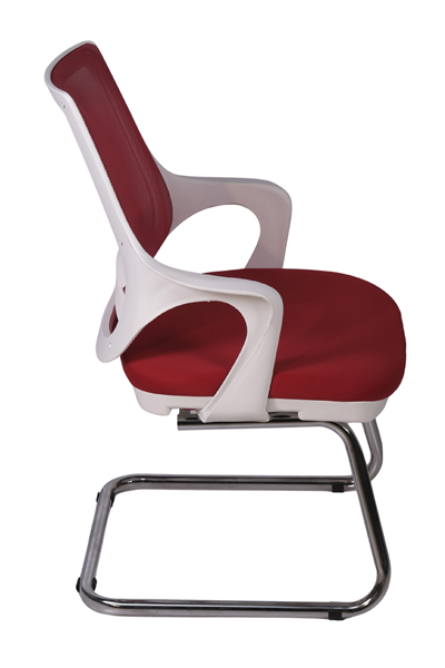 Ofisbazaar Buya Beyaz Fileli Misafir Koltuğu | Ergonomik Toplantı ve Bekleme Koltuğu Kırmızı