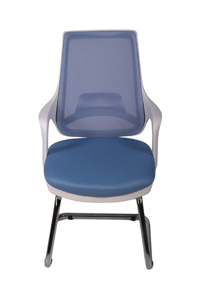 Ofisbazaar Buya Beyaz Fileli Misafir Koltuğu | Ergonomik Toplantı ve Bekleme Koltuğu Açık Mavi