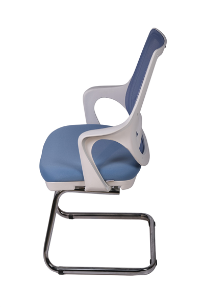 Ofisbazaar Buya Beyaz Fileli Misafir Koltuğu | Ergonomik Toplantı ve Bekleme Koltuğu Açık Mavi