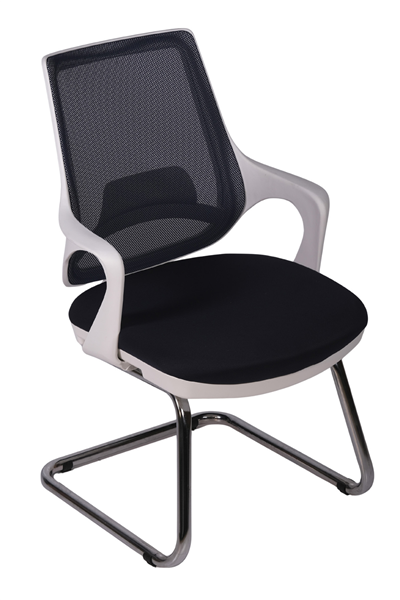 Ofisbazaar Buya Beyaz Fileli Misafir Koltuğu | Ergonomik Toplantı ve Bekleme Koltuğu Siyah Fileli