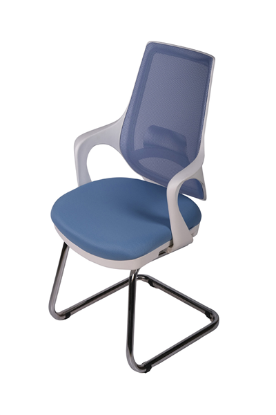 Ofisbazaar Buya Beyaz Fileli Misafir Koltuğu | Ergonomik Toplantı ve Bekleme Koltuğu Açık Mavi