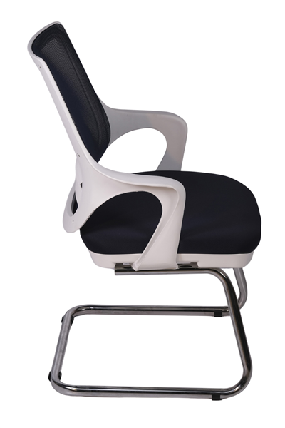 Ofisbazaar Buya Beyaz Fileli Misafir Koltuğu | Ergonomik Toplantı ve Bekleme Koltuğu Siyah Fileli