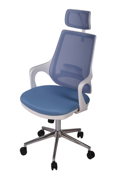 Ofisbazaar Buya Beyaz Fileli Ofis Koltuğu | Ergonomik ve Modern Tasarım Açık Mavi