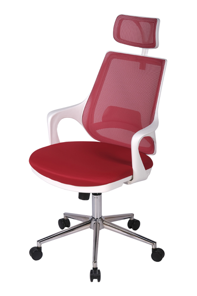 Ofisbazaar Buya Beyaz Fileli Ofis Koltuğu | Ergonomik ve Modern Tasarım Kırmızı