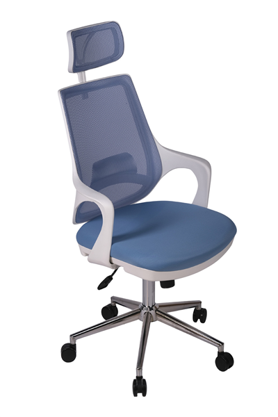 Ofisbazaar Buya Beyaz Fileli Ofis Koltuğu | Ergonomik ve Modern Tasarım Açık Mavi
