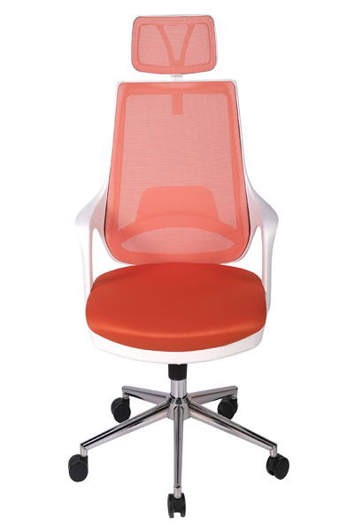 Ofisbazaar Buya Beyaz Fileli Ofis Koltuğu | Ergonomik ve Modern Tasarım Turuncu