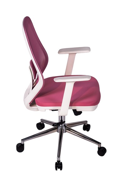 Ofisbazaar Dali Beyaz Fileli Çalışma Koltuğu | Ergonomik Şef ve Toplantı Koltuğu Pembe