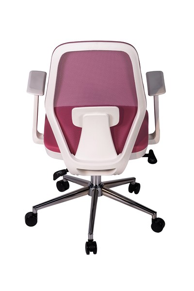 Ofisbazaar Dali Beyaz Fileli Çalışma Koltuğu | Ergonomik Şef ve Toplantı Koltuğu Pembe