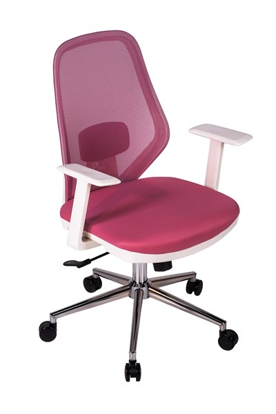 Ofisbazaar Dali Beyaz Fileli Çalışma Koltuğu | Ergonomik Şef ve Toplantı Koltuğu Pembe
