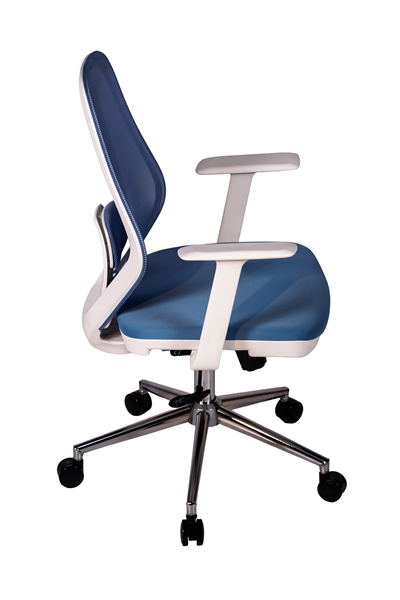 Ofisbazaar Dali Beyaz Fileli Çalışma Koltuğu | Ergonomik Şef ve Toplantı Koltuğu Açık Mavi
