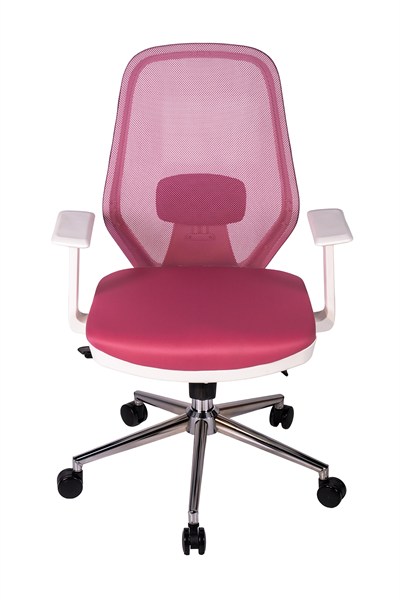 Ofisbazaar Dali Beyaz Fileli Çalışma Koltuğu | Ergonomik Şef ve Toplantı Koltuğu Pembe