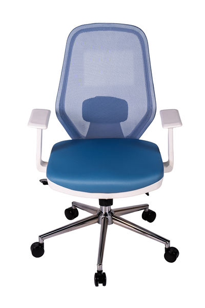 Ofisbazaar Dali Beyaz Fileli Çalışma Koltuğu | Ergonomik Şef ve Toplantı Koltuğu Açık Mavi